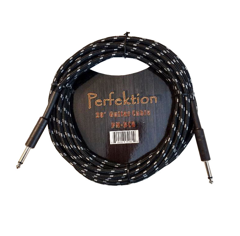 Perfektion Braided 20' Cable- Black and White